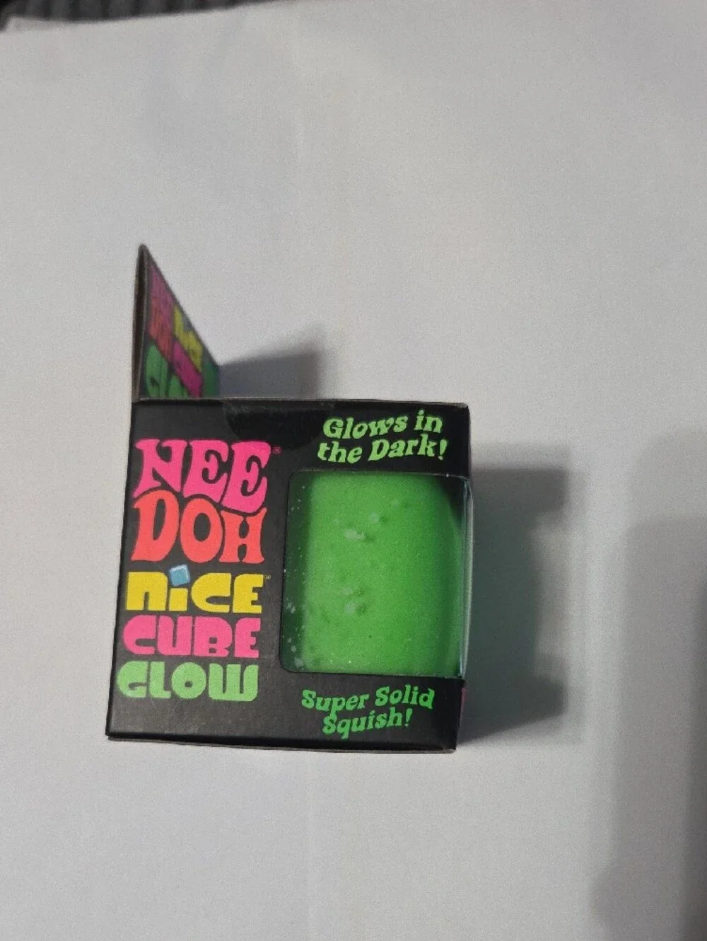 NEE DOH Nice Cube Glow - Green Super Solid Squish Toy